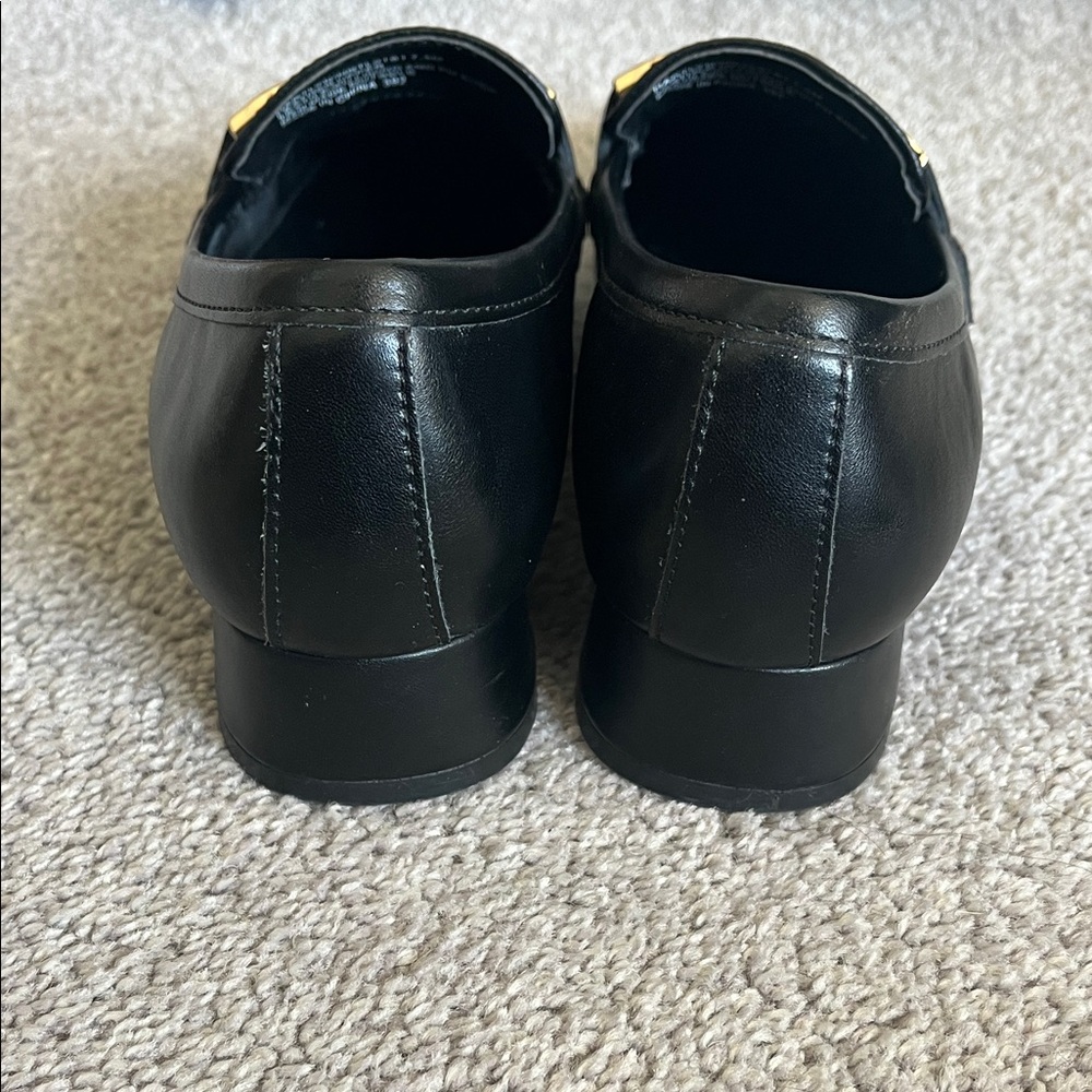 Steve Madden Black Leather Loafers with Gold Bit - Picture 4 of 6